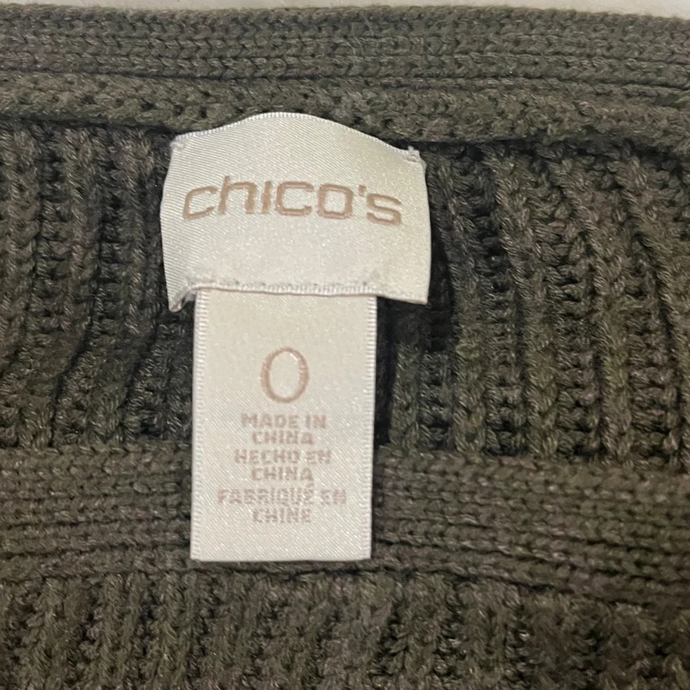 2/$30 Chico's Olive Green Dolman Sleeve Sweater 0